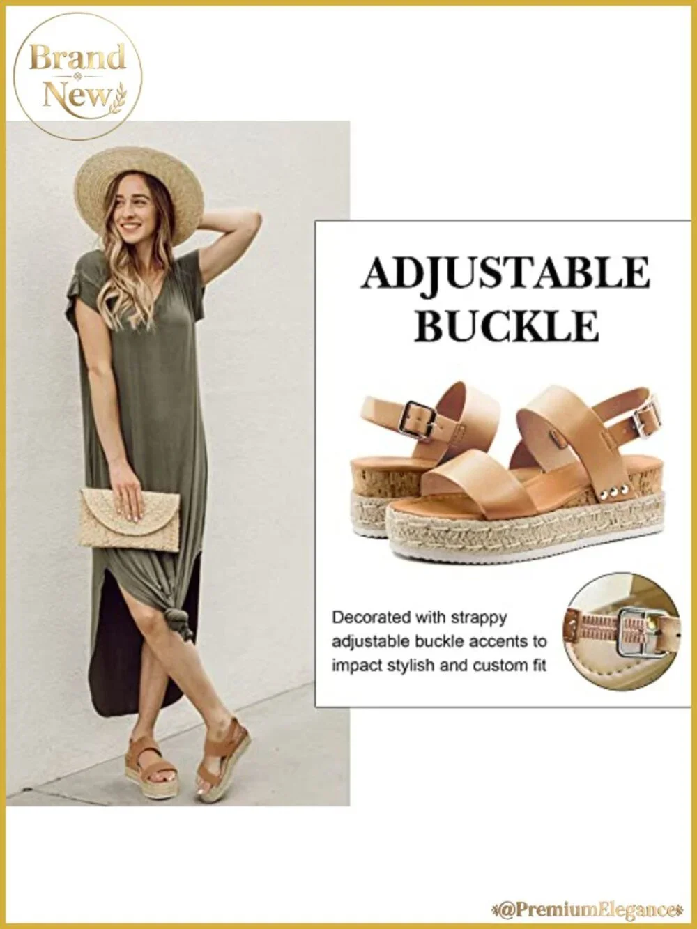 Women's Espadrille Platform Wedge Sandals Ankle Strap Buckle Open Toe Studded
